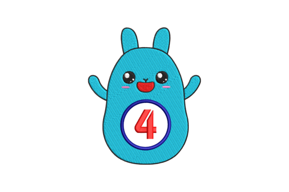 Cute Rabbit Number 4: A Charming Back-to-School Embroidery Pick